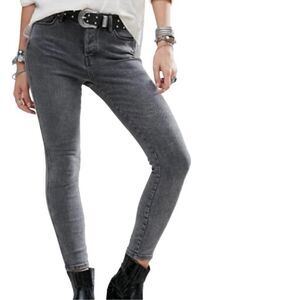 Free People Payton Gray/Black Hi-Rise Skinny Jeans Size 27